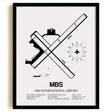 Framed Detailed Airport Map of MBS International Airport (MBS) in White with a Black Frame