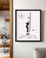 Framed Detailed Airport Map of Murfreesboro Municipal Airport (MBT) in White with a Black Frame