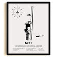 Framed Detailed Airport Map of Murfreesboro Municipal Airport (MBT) in White with a Black Frame