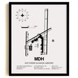 Framed Detailed Airport Map of Southern Illinois Airport (MDH) in White with a Black Frame