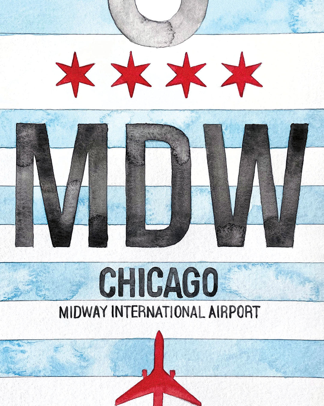 Closeup Watercolor Print of Chicago Midway International Airport (MDW)