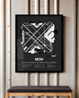 Framed Detailed Airport Map of Chicago Midway International Airport (MDW) in Gray with a Black Frame