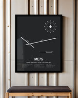 Framed Detailed Airport Map of Margerison-Kincer Airport (ME75) in Gray with a Black Frame