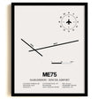 Framed Detailed Airport Map of Margerison-Kincer Airport (ME75) in White with a Black Frame