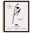 Framed Detailed Airport Map of Key Field Airport (MEI) in White with a Black Frame
