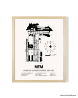 Detailed Airport Map of Memphis International Airport (MEM) in White with a Natural Frame
