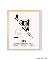 Detailed Airport Map of McAllen International Airport (MFE) in White with a Natural Frame