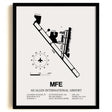 Framed Detailed Airport Map of McAllen International Airport (MFE) in White with a Black Frame