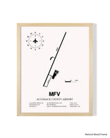 Detailed Airport Map of Accomack County Airport (MFV) in White with a Natural Frame
