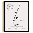 Framed Detailed Airport Map of Accomack County Airport (MFV) in White with a Black Frame