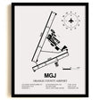 Framed Detailed Airport Map of Orange County Airport (MGJ) in White with a Black Frame