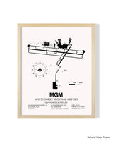 Detailed Airport Map of Montgomery Regional Airport (Dannelly Field) (MGM) in White with a Natural Frame