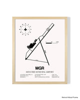 Detailed Airport Map of Moultrie Municipal Airport (MGR) in White with a Natural Frame
