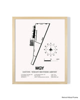 Detailed Airport Map of Dayton / Wright Brothers Airport (MGY) in White with a Natural Frame
