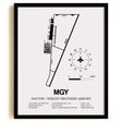 Framed Detailed Airport Map of Dayton / Wright Brothers Airport (MGY) in White with a Black Frame
