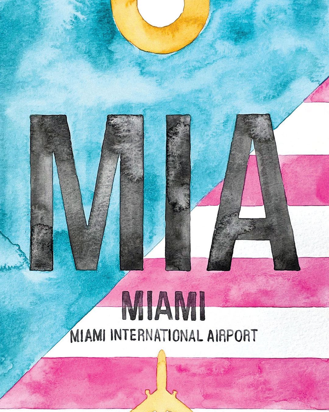 Closeup Watercolor Print of Miami International Airport (MIA)