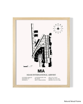 Detailed Airport Map of Miami International Airport (MIA) in White with a Natural Frame