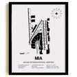 Framed Detailed Airport Map of Miami International Airport (MIA) in White with a Black Frame