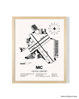 Detailed Airport Map of Crystal Airport (MIC) in White with a Natural Frame