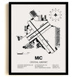 Framed Detailed Airport Map of Crystal Airport (MIC) in White with a Black Frame