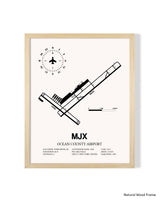 Detailed Airport Map of Ocean County Airport (MJX) in White with a Natural Frame