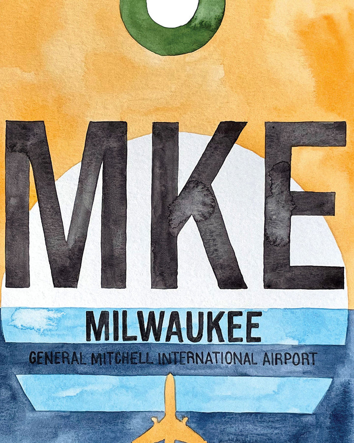 Closeup Watercolor Print of General Mitchell International Airport (MKE)