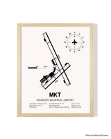 Detailed Airport Map of Mankato Regional Airport (MKT) in White with a Natural Frame