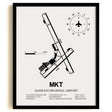 Framed Detailed Airport Map of Mankato Regional Airport (MKT) in White with a Black Frame