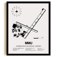 Framed Detailed Airport Map of Morristown Municipal Airport (MMU) in White with a Black Frame