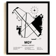 Framed Detailed Airport Map of Smyrna Airport (MQY) in White with a Black Frame