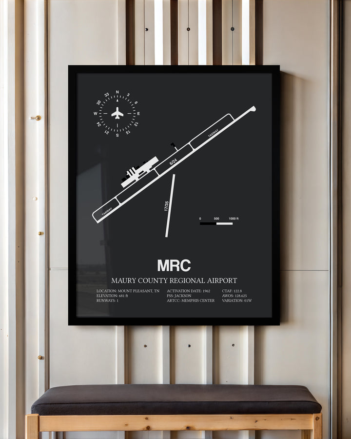 MRC Airport Map, Maury County Regional Airport Print
