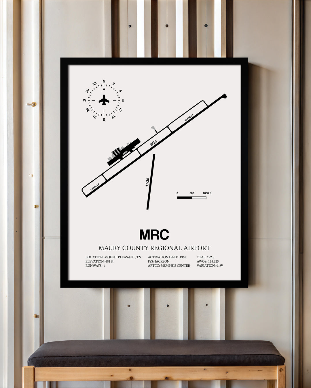 MRC Airport Map, Maury County Regional Airport Print