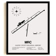 Framed Detailed Airport Map of Maury County Regional Airport (MRC) in White with a Black Frame