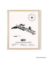 Detailed Airport Map of Monterey Regional Airport (MRY) in White with a Natural Frame