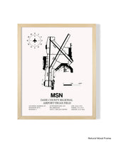 Detailed Airport Map of Dane County Regional Airport-Truax Field (MSN) in White with a Natural Frame