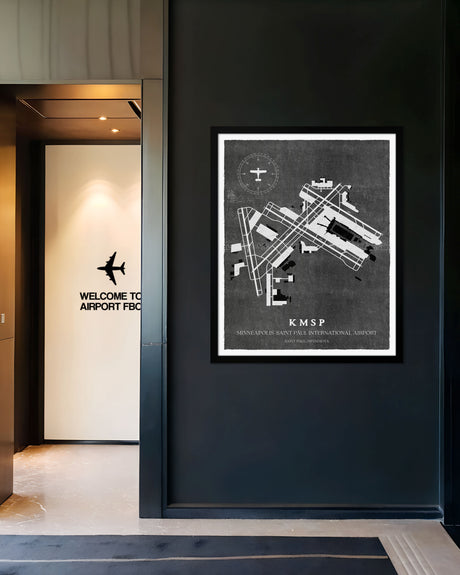 MSP Airport Map, Vintage Style, Minneapolis-St Paul International Airport Print