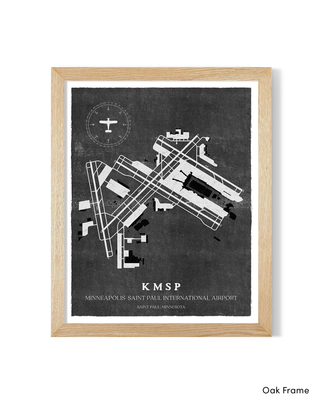 MSP Airport Map, Vintage Style, Minneapolis-St Paul International Airport Print