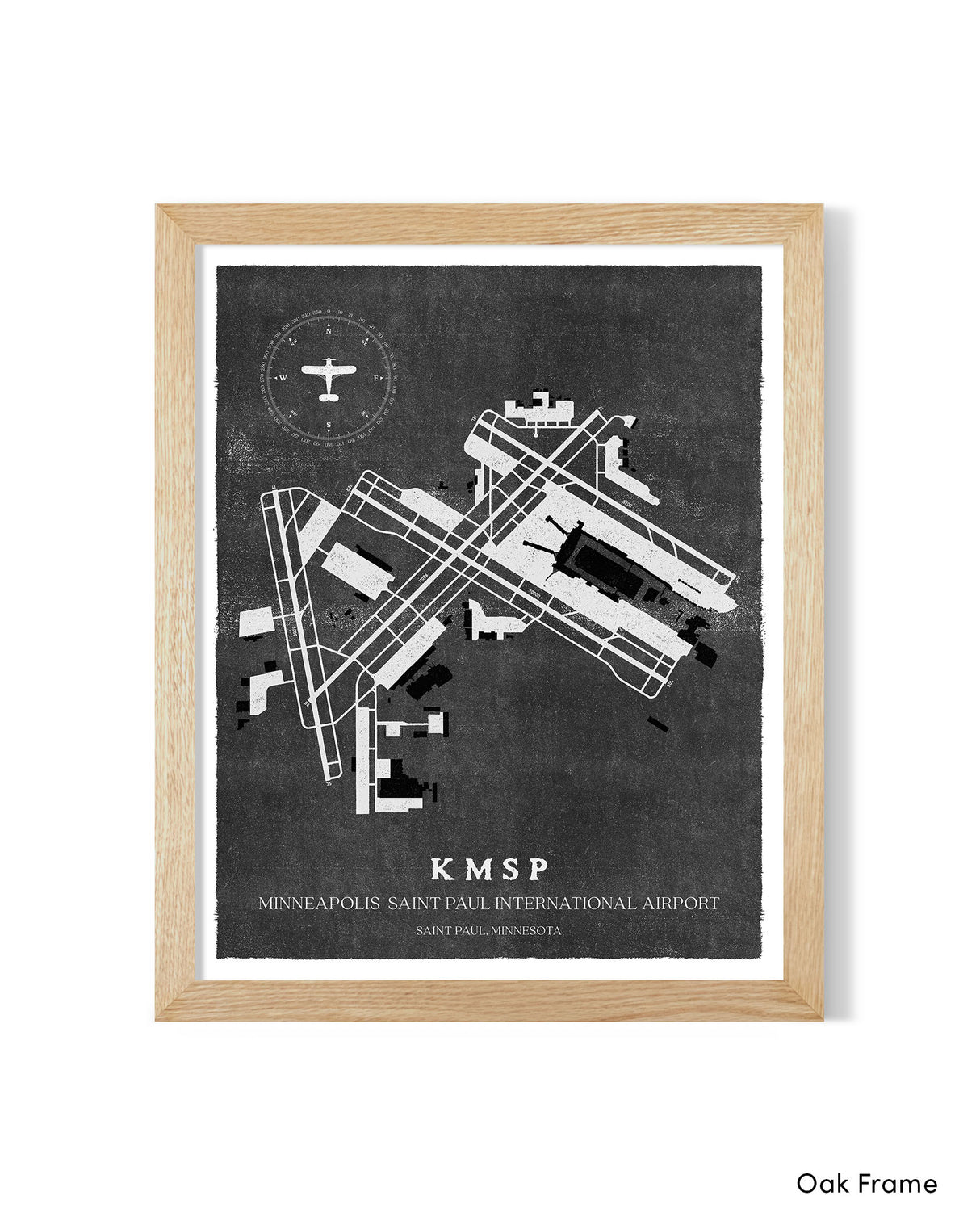 MSP Airport Map, Vintage Style, Minneapolis-St Paul International Airport Print