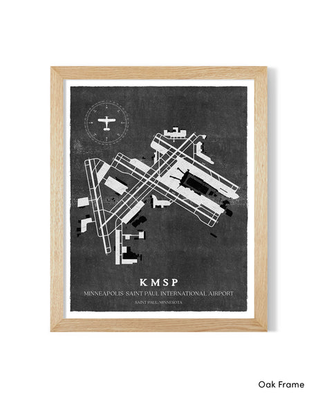 MSP Airport Map, Vintage Style, Minneapolis-St Paul International Airport Print