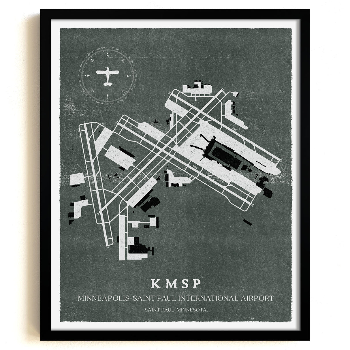 MSP Airport Map, Vintage Style, Minneapolis-St Paul International Airport Print
