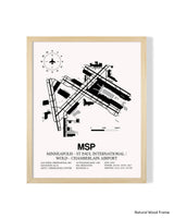 Detailed Airport Map of Minneapolis-St Paul International/Wold-Chamberlain Airport (MSP) in White with a Natural Frame