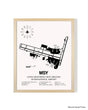 Detailed Airport Map of Louis Armstrong New Orleans International Airport (MSY) in White with a Natural Frame