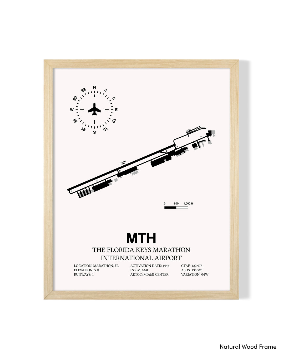 Detailed Airport Map of The Florida Keys Marathon International Airport (MTH) in White with a Natural Frame