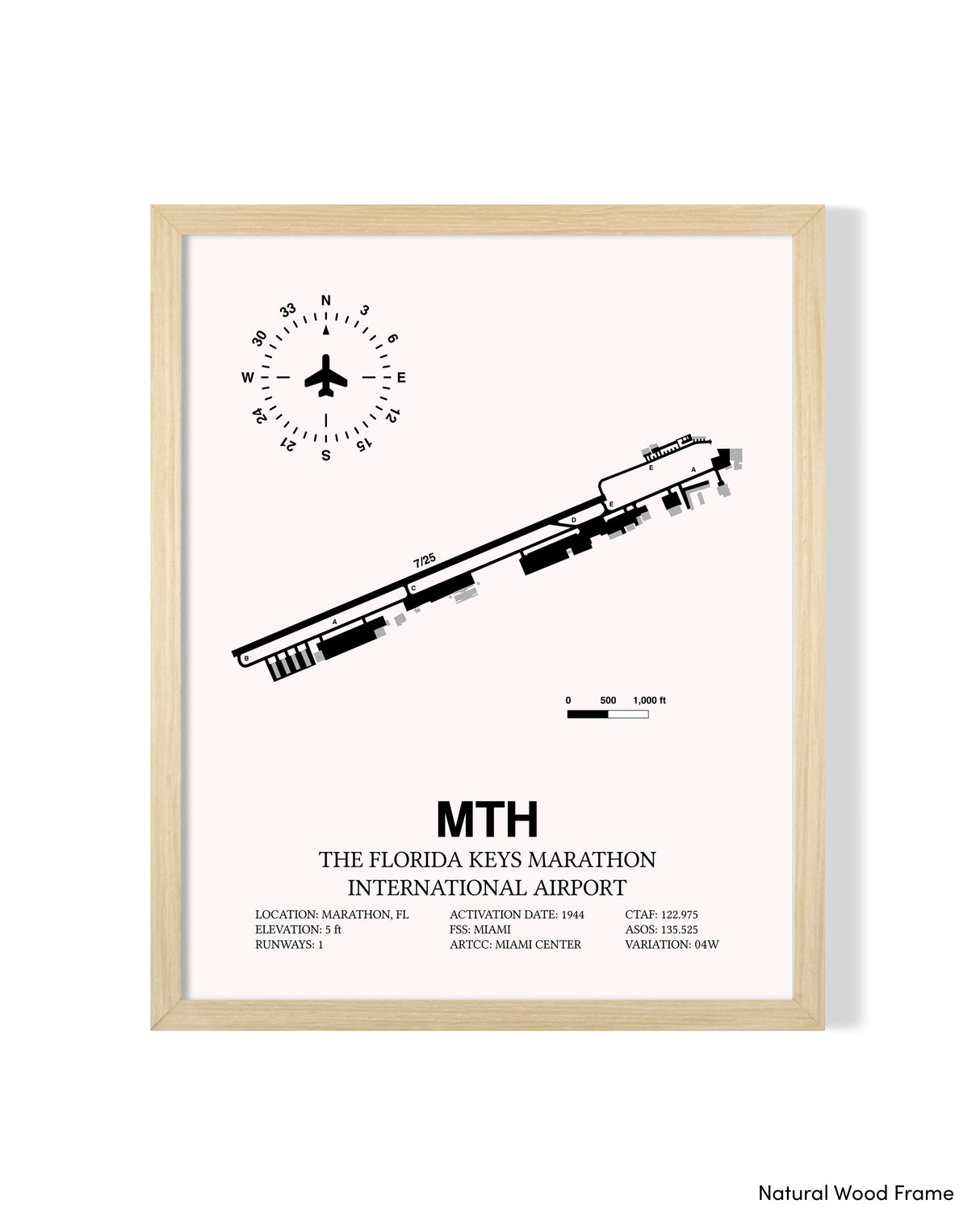 Detailed Airport Map of The Florida Keys Marathon International Airport (MTH) in White with a Natural Frame
