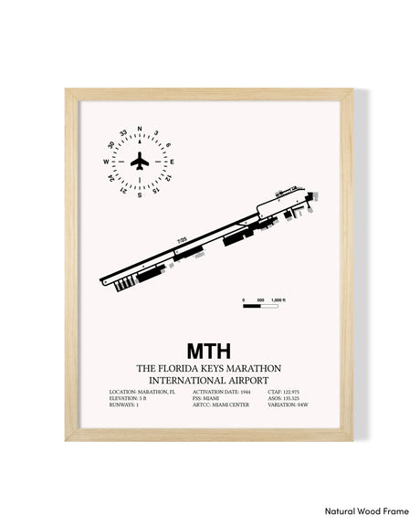 Detailed Airport Map of The Florida Keys Marathon International Airport (MTH) in White with a Natural Frame