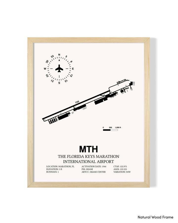 Detailed Airport Map of The Florida Keys Marathon International Airport (MTH) in White with a Natural Frame