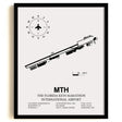Framed Detailed Airport Map of The Florida Keys Marathon International Airport (MTH) in White with a Black Frame
