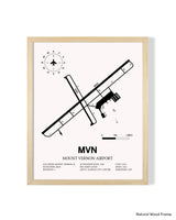 Detailed Airport Map of Mount Vernon Airport (MVN) in White with a Natural Frame
