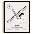 Framed Detailed Airport Map of Mount Vernon Airport (MVN) in White with a Black Frame