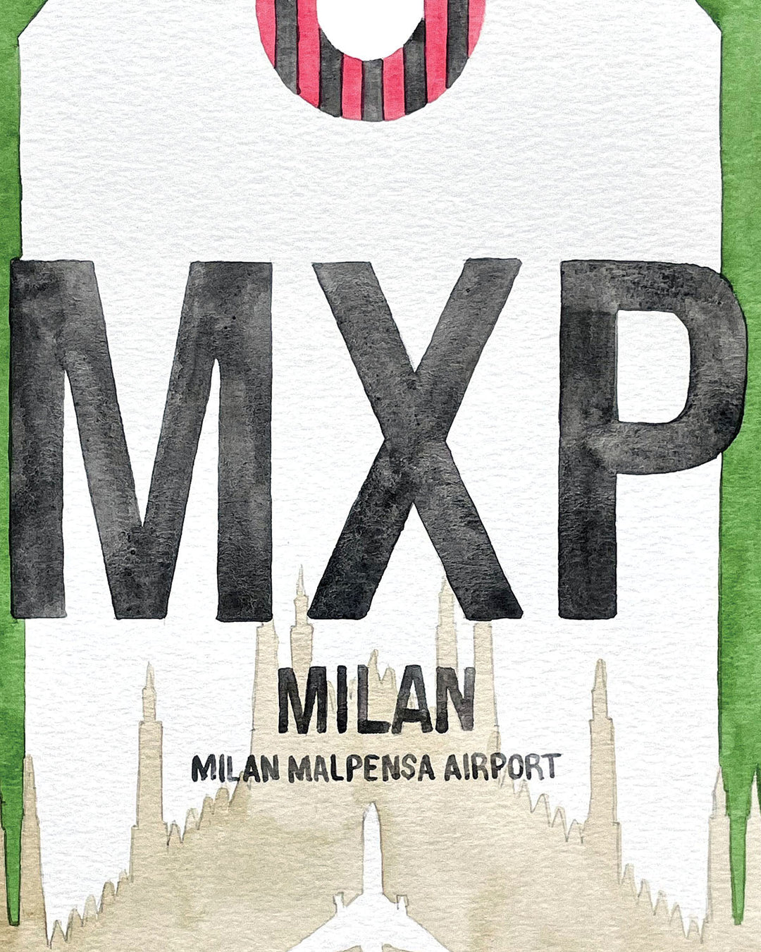 Closeup Watercolor Print of Milano Malpensa Airport (MXP)